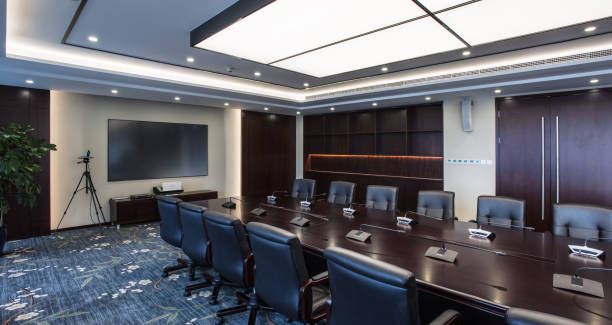 istock The boardroom table is set for a meeting 1404783227
