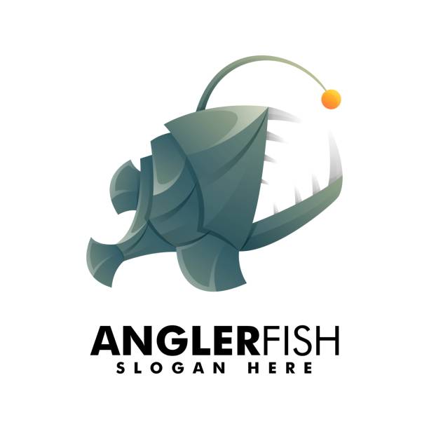 ilustraciones, imágenes clip art, dibujos animados e iconos de stock de ilustración vectorial pescador pescado degradado colorido estilo. - anglerfish