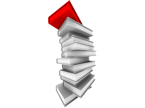 One 3d render unique red book - white background