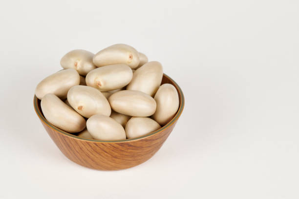 Bowl of Jackfruit seeds on white