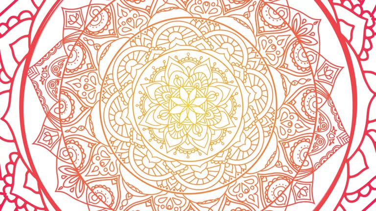 Ornamental Outline Mandala loop background stock video