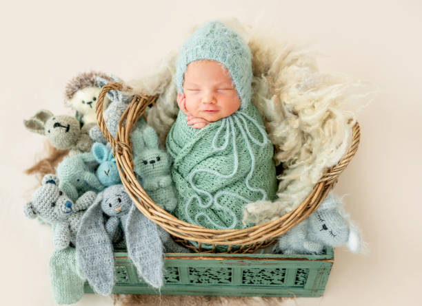istock Newborn boy wrapped in a blanket 1404791401