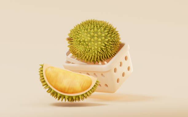 istock Durian with shopping basket, 3d rendering. 1404799528
