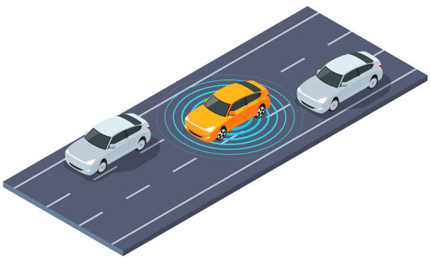 stockillustraties, clipart, cartoons en iconen met isometric - rijden een motorvoertuig besturen