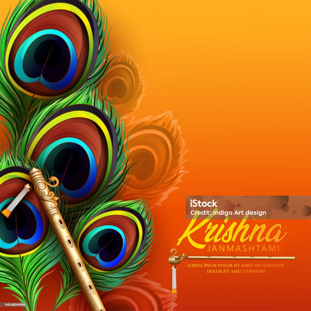 Happy Janmashtami Festival Typographic Vector Design With Text Pots Lord Krishna  Flute Sweets And Peacock Feather Stock Illustration - Download Image Now -  iStock