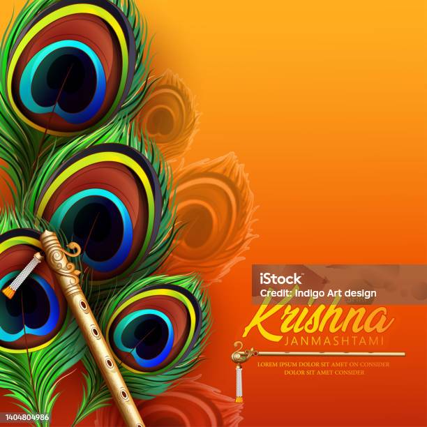Happy Janmashtami Festival Typographic Vector Design With Text Pots Lord  Krishna Flute Sweets And Peacock Feather Stock Illustration - Download  Image Now - iStock