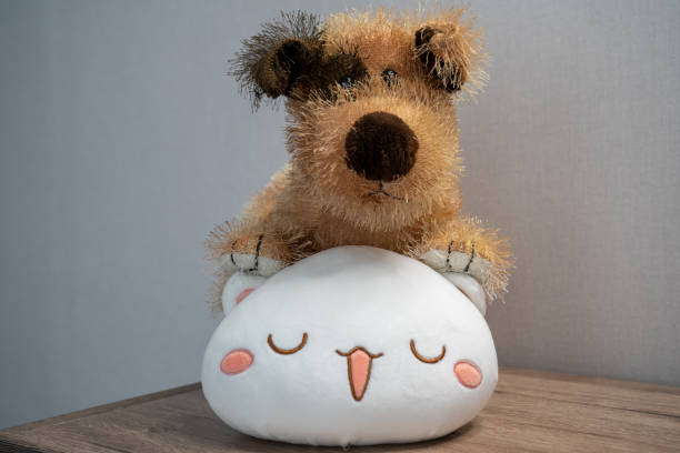 istock two plush toys cat and dog representing love and relationship 1404806093