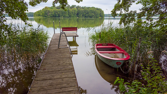 Lychen Uckermark known as a rafting town - Boat jetties for tourists in holiday flats