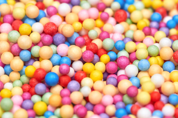 istock Small multicolored polyfoam balls, theme of holidays and birthdays. 1404807451