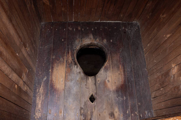 istock rustic wooden toilet, close-up 1404808511