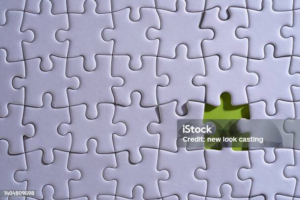 Finishing The Blank Puzzle Game Stock Photo - Download Image Now - Puzzle, Jigsaw Puzzle, Jigsaw