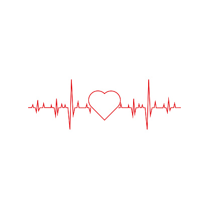 Heart pulse. Red and white colors. Heartbeat lone, cardiogram. Beautiful healthcare, medical background.