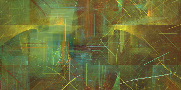 Abstract fractal art background. Multi-colored fragmented lines and shapes