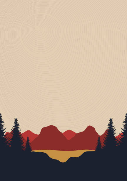 Hiking Trail Background Wallpaper Pattern for Outdoor Nature Lovers with Forest and Mountains vector art illustration