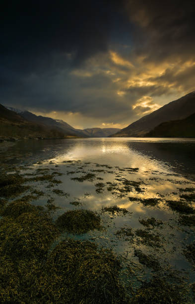 Scottish Landscape Scene of Loch and Mountain Range
