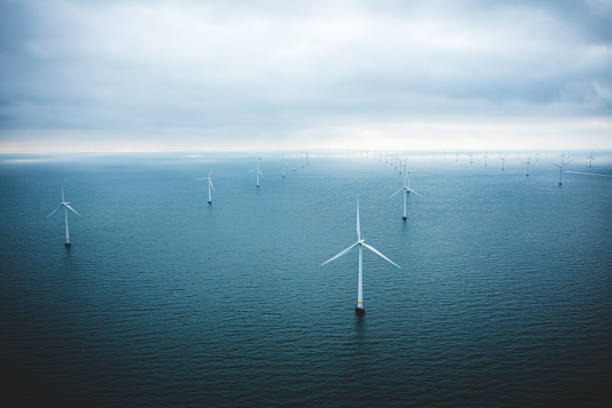 istock Wind turbines at sea 1404822284