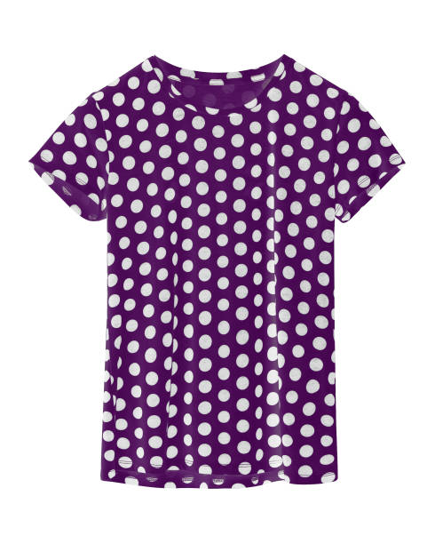 Violet t-shirt in white polka dots isolated on white background