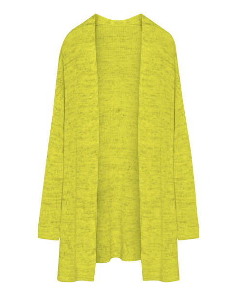istock Yellow cardigan long unbuttoned sweater isolated on white 1404822494