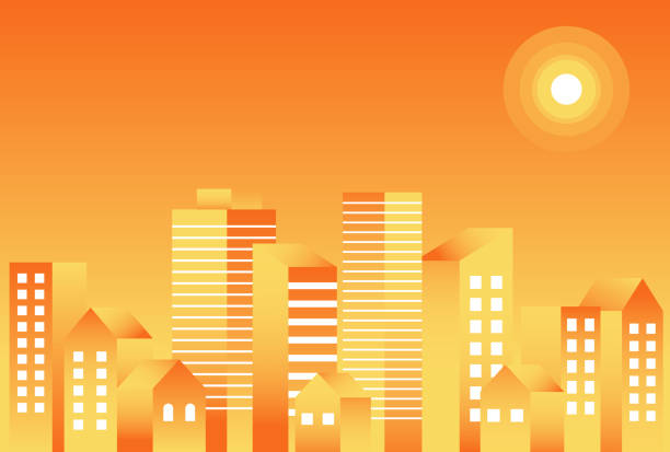 istock Simple and stylish illustration of buildings at night 1404822725