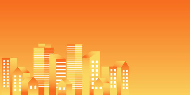 istock Simple and stylish illustration of buildings at night 1404822840