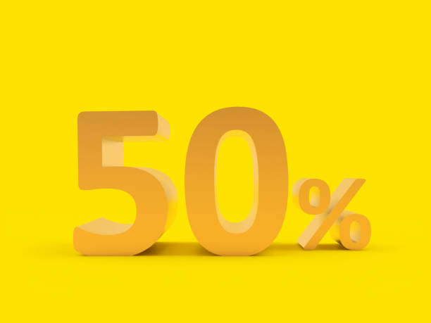istock Golden discount 50 percent. 3d 1404822903