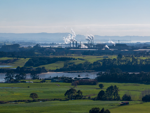 Smoking chimneys of a powerplant