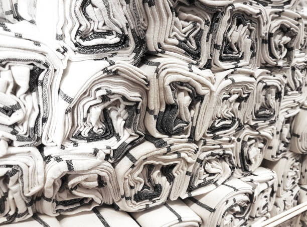 istock Rolled fabric textured towels background 1404825387
