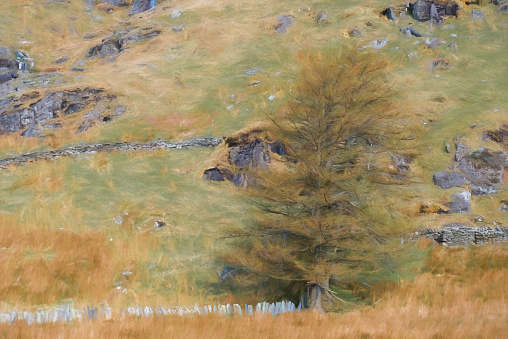Digital painting of the amazing view of Cwm Croesor from the slopes of Cnicht, Gwynedd, Wales