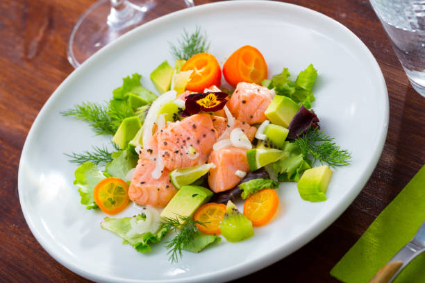 istock Fish ceviche with avocado, kumquat, dill 1404826944