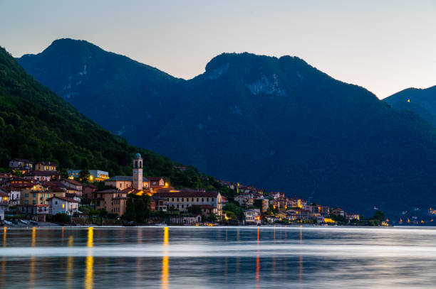 Landscape of Lezzeno and Lake Como. stock photo