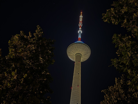 Tv tower in night shot