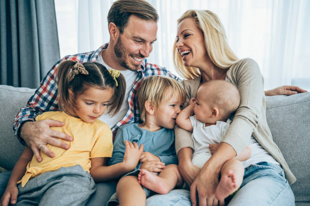 istock Happy family at home. 1404832198