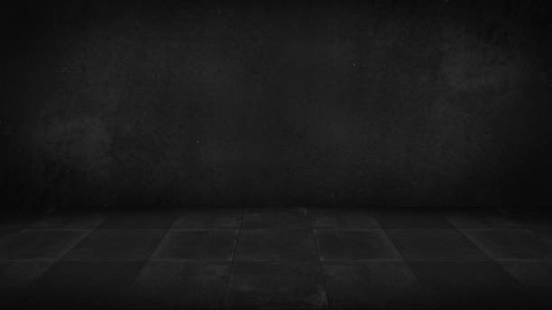 istock Dark black grey gray anthracite concrete cement tiles stone wall and floor / empty 3D studio room , interior texture for display products, wall background 1404840074