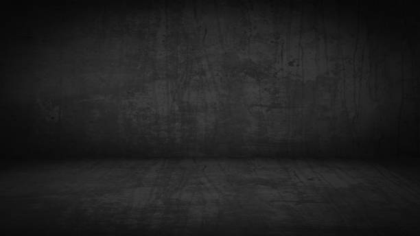 어두운 검은 회색 회색 무연탄 시멘트 콘크리트 시멘트 타일 돌 벽 및 바닥 / 빈 3d 스튜디오 룸, 디스플레이 제품 인테리어 텍스처, 벽 배경 - anthracite coal 뉴스 사진 이미지