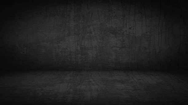 istock Dark black grey gray anthracite cement concrete cement tiles stone wall and floor / empty 3D studio room , interior texture for display products, wall background 1404843348