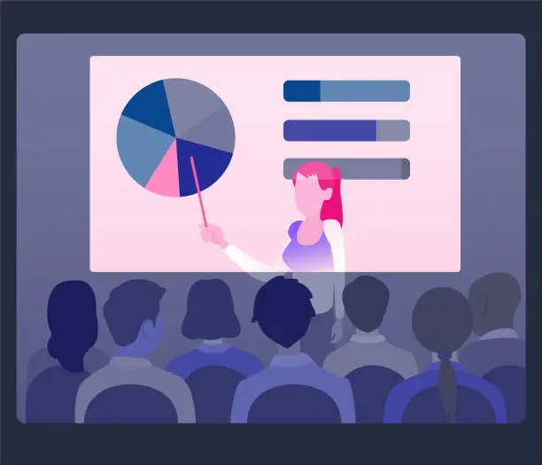 Vector illustration of People Watching Presentation In The Meeting Room