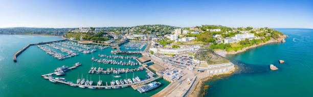 Panorama of Torquay Harbour and Town Panorama of Torquay Harbour and Town torquay uk stock pictures, royalty-free photos & images