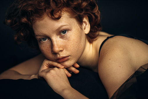 beautiful woman with freckles