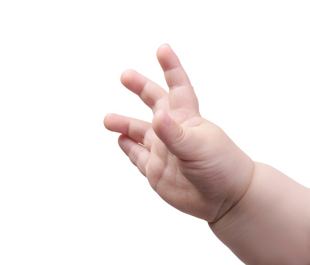 Small baby hand isolated on the white background