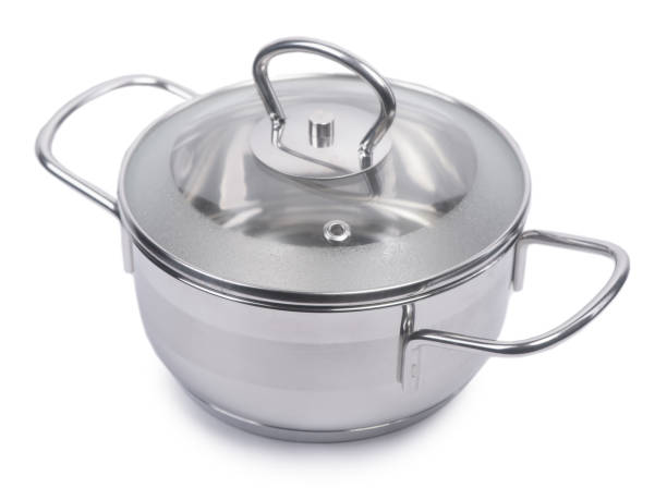 istock Stainless steel pan with glass lid 1404848138