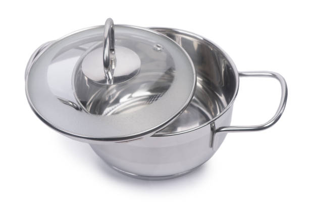 istock Stainless steel pan with glass lid 1404848446
