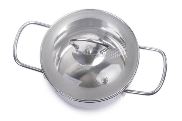 istock Stainless steel pan with glass lid 1404848450