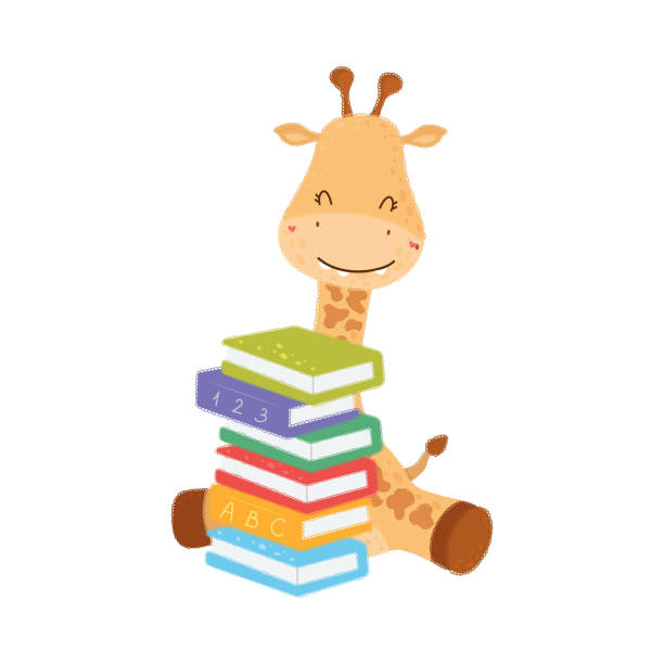 istock Giraffe Clipart Character Design. Adorable Clip Art Girafe with Books. 1404849602