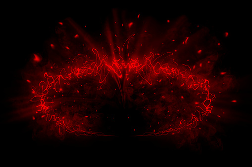abstract red electronic wave in front of a black background