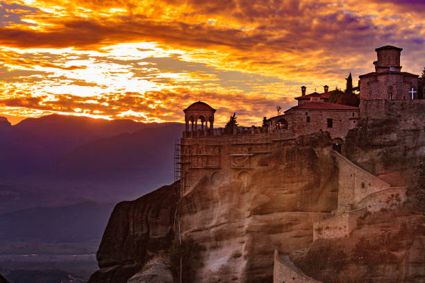istock Sunset over Varlaam monastery in Meteora, Greece 1404854896
