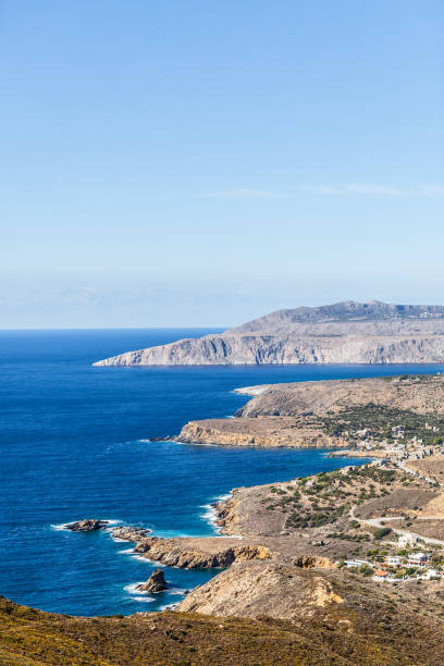 greek coastline on peloponnese, mani peninsula - mani peninsula imagens e fotografias de stock