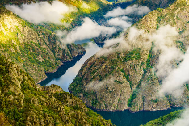istock Mountain view. Clouds over river Sil Canyon, Galicia Spain. 1404855647