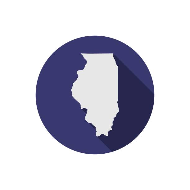 Illinois state circle map with long shadow Illinois state circle map with long shadow illinois stock illustrations