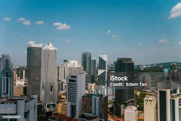 Drone Point Of View Kuala Lumpur City In Morning Stock Photo - Download Image Now - Kuala Lumpur, Skyscraper, Street