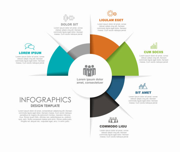 ilustraciones, imágenes clip art, dibujos animados e iconos de stock de plantilla de diseño infográfico con lugar para sus datos. ilustración vectorial. - número 6